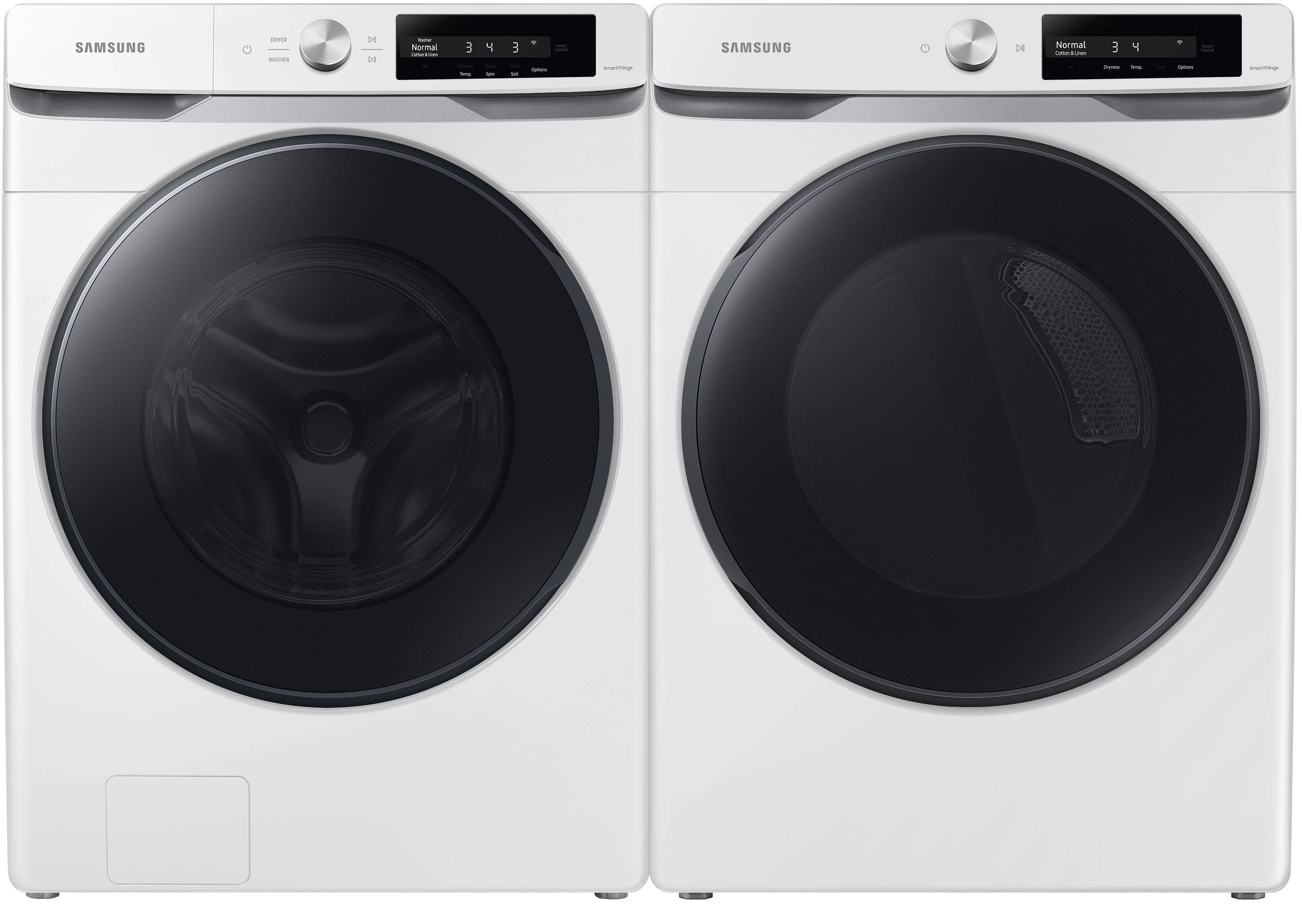 Samsung - 4.5 cu. ft. Large Capacity Smart Dial Front Load Washer & Samsung - 7.5 cu. ft. Smart Dial Electric Dryer with Super Speed Dry - White