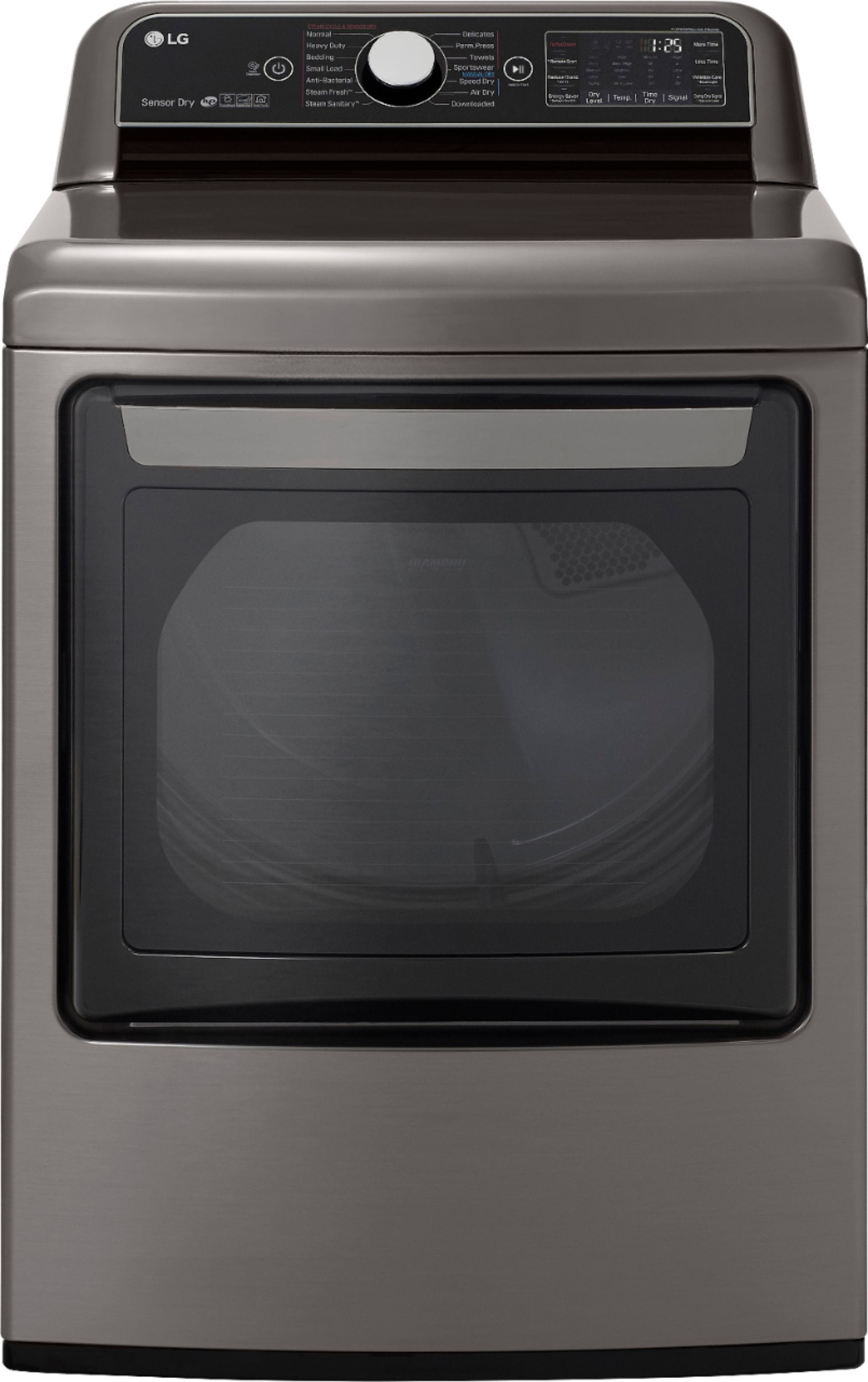LG - 7.3 Cu. Ft. Smart Electric Dryer with Steam and Sensor Dry - Graphite steel